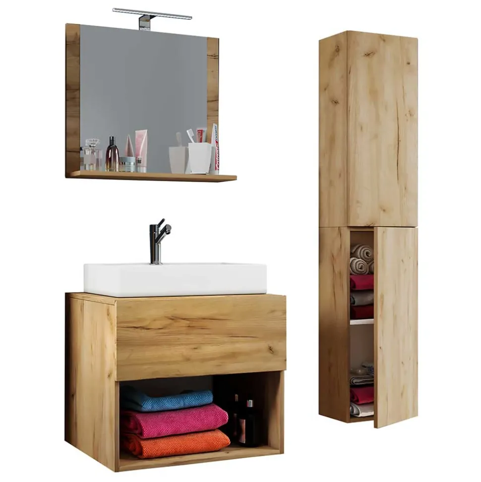 Waschplatz Möbelset in Wildeiche Honig - Toulon (dreiteilig)