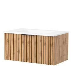 Waschtisch & LED Spiegel & Midischrank - Crystoga I (dreiteilig)