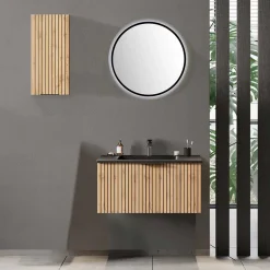 Waschtisch & LED Spiegel & Oberschrank - Crystoga (dreiteilig)