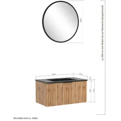 Waschtisch & LED Spiegel & Oberschrank - Crystoga (dreiteilig)