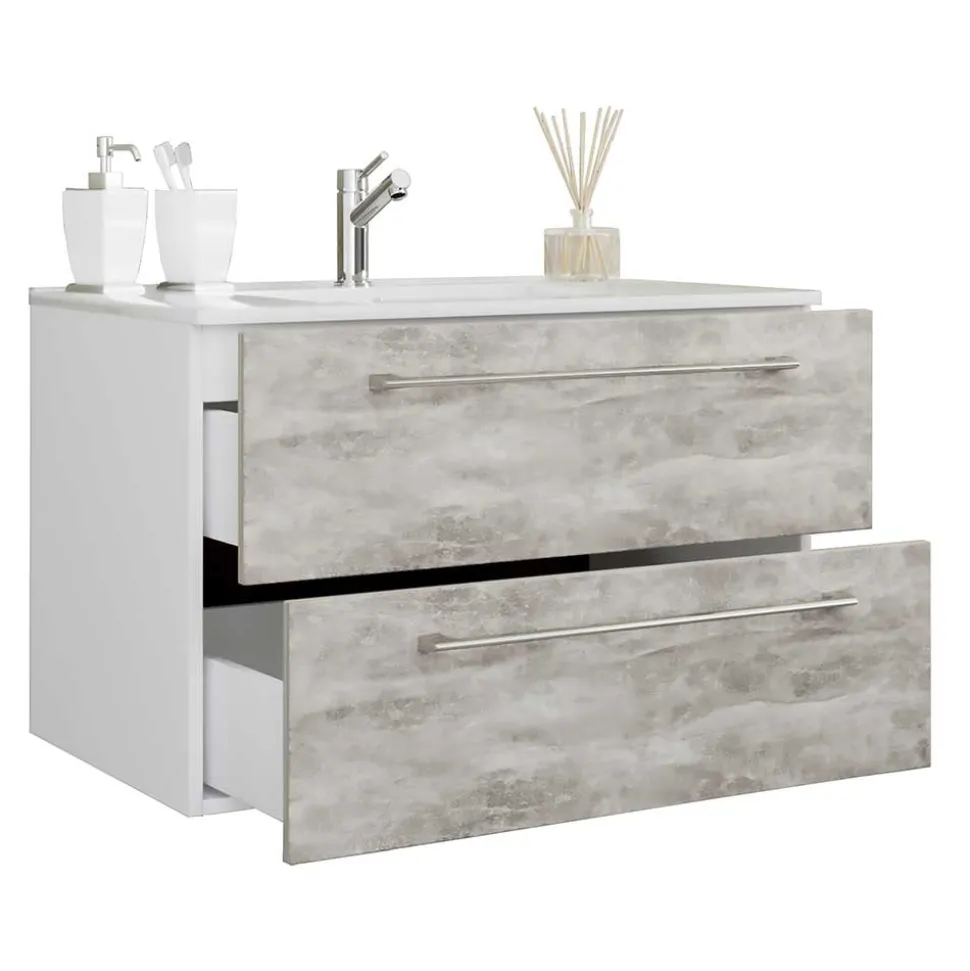 Waschtisch in Betonoptik in Weiß - Salvadore