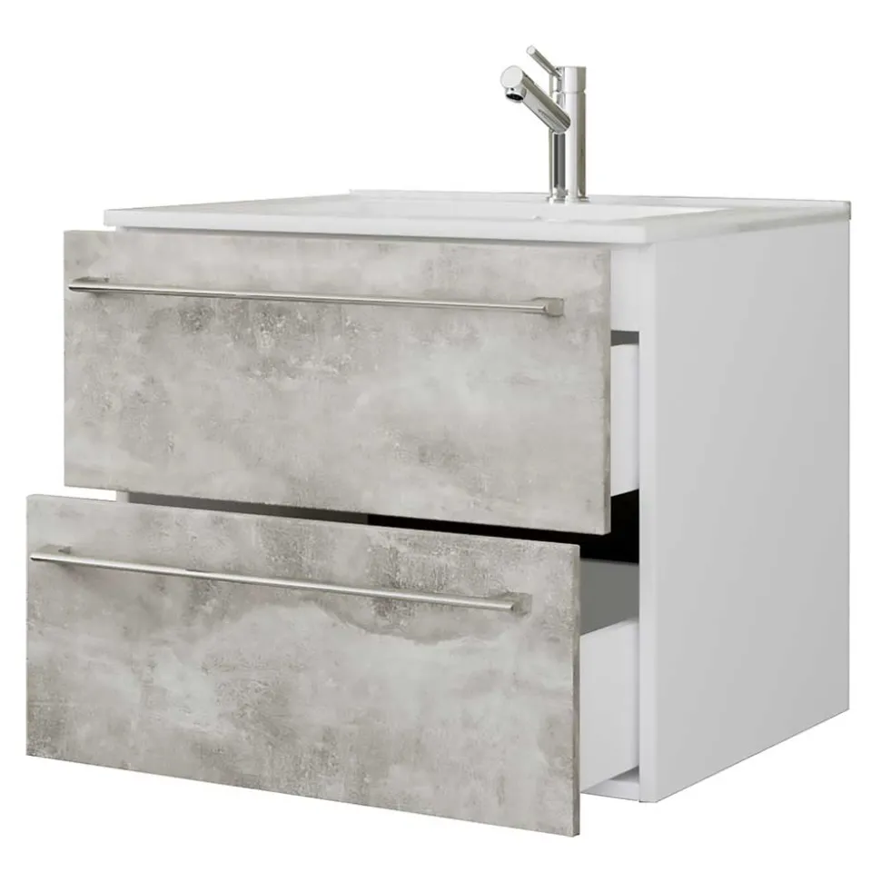 Waschtisch in Betonoptik in Weiß - Salvadore