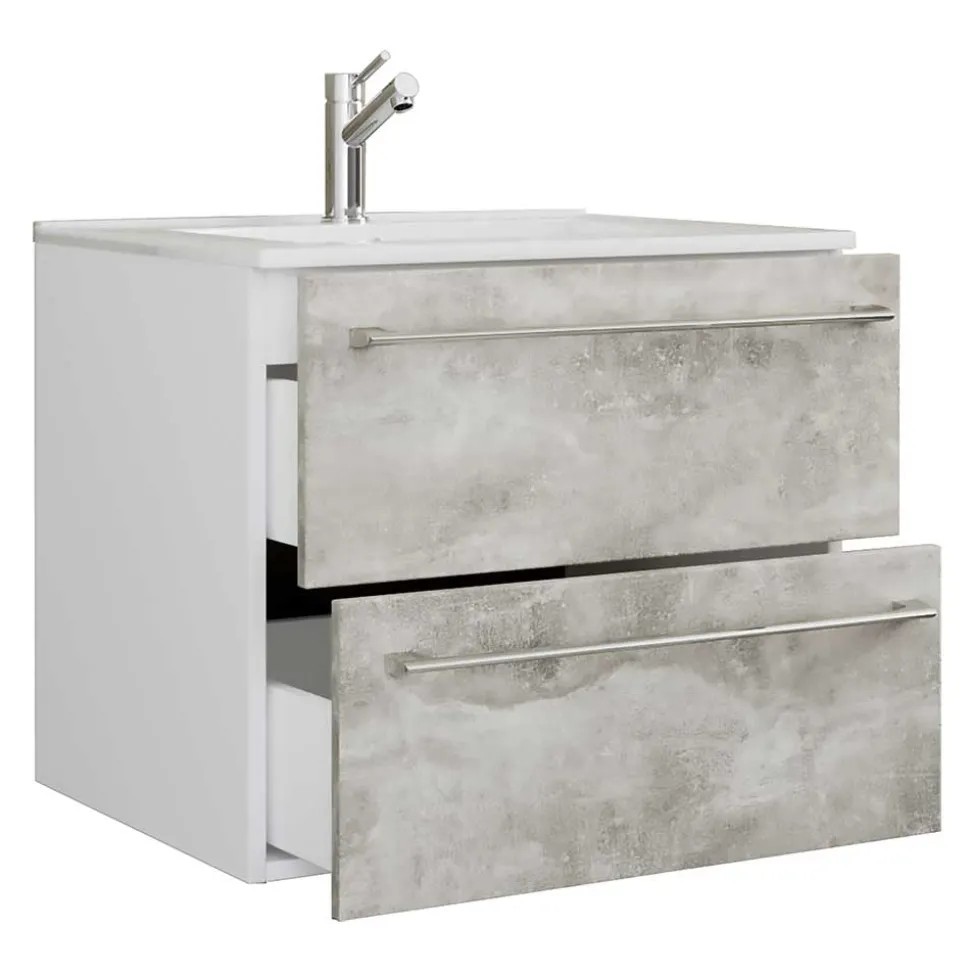 Waschtisch in Betonoptik in Weiß - Salvadore