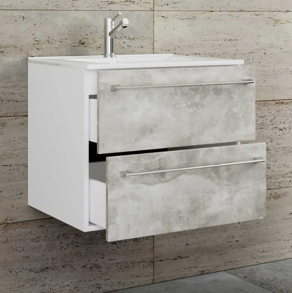 Waschtisch in Betonoptik in Weiß - Salvadore