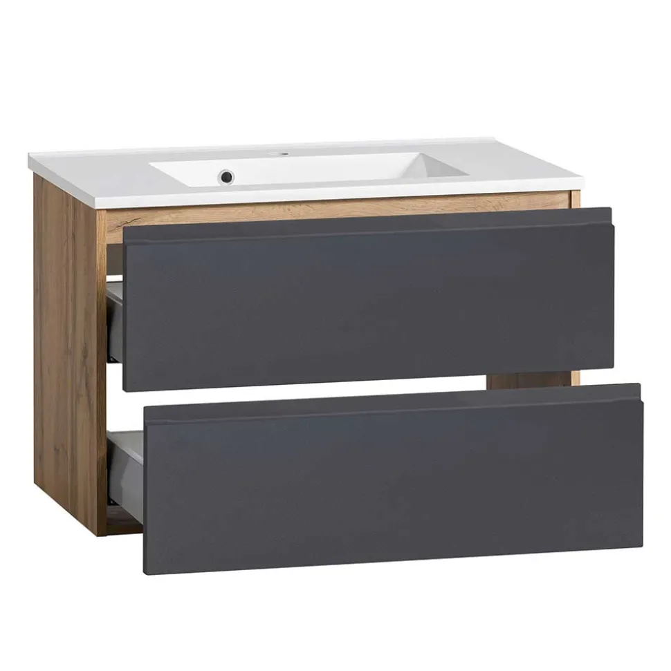 Waschtisch in mattem Grau & Wildeiche - Jambi
