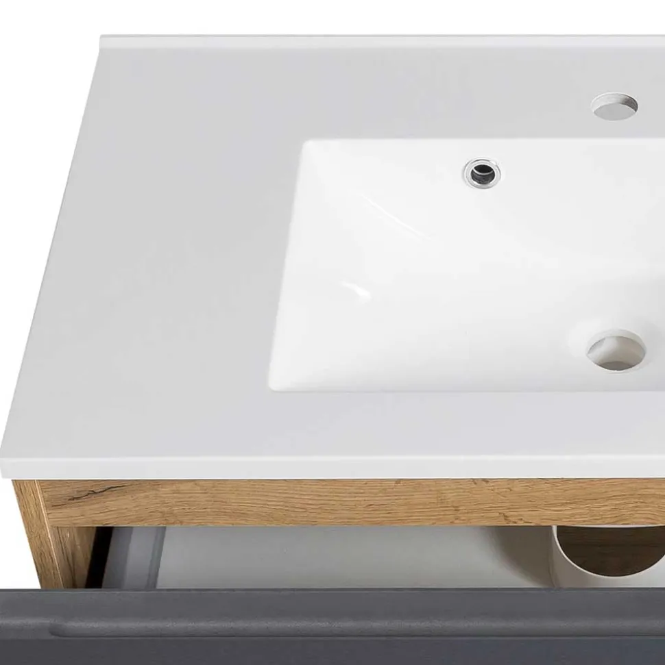 Waschtisch in mattem Grau & Wildeiche - Jambi