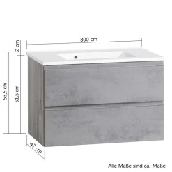 Waschtisch in mattem Grau & Wildeiche - Jambi