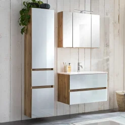 Waschtisch Möbel & Hochschrank Set - Vrendina (dreiteilig)