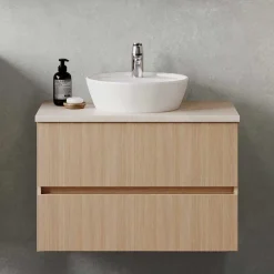 Waschtisch mit Aufsatzbecken in Eiche Hell - Vibulam