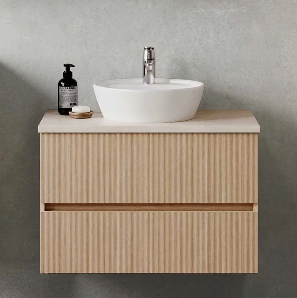 Waschtisch mit Aufsatzbecken in Eiche Hell - Vibulam