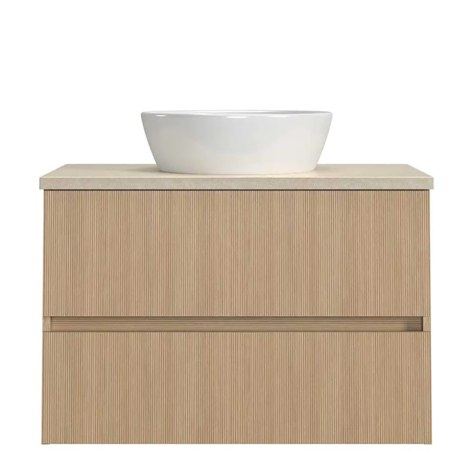 Waschtisch mit Aufsatzbecken in Eiche Hell - Vibulam