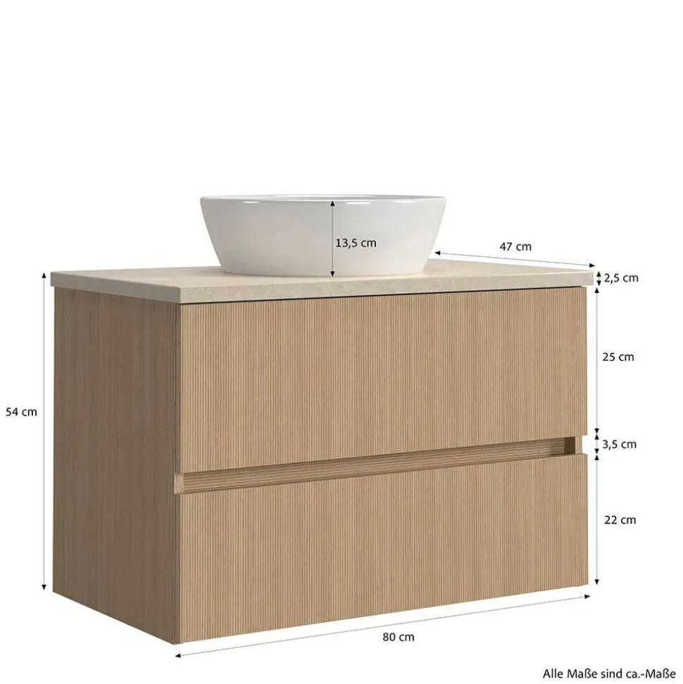 Waschtisch mit Aufsatzbecken in Eiche Hell - Vibulam