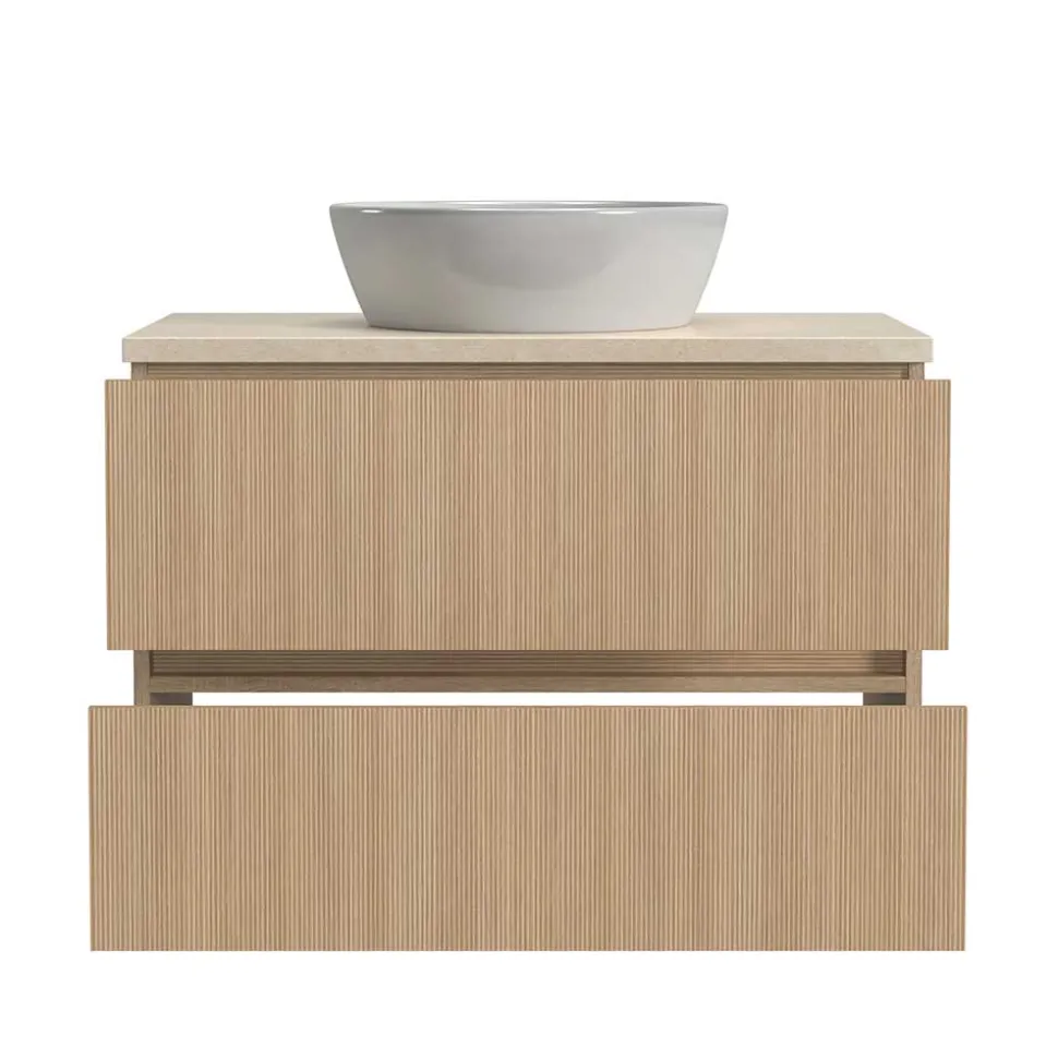 Waschtisch mit Aufsatzbecken in Eiche Hell - Vibulam