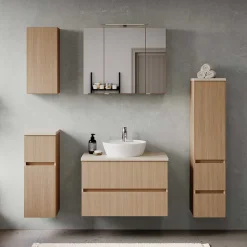 Waschtisch mit Aufsatzbecken in Eiche Hell - Vibulam