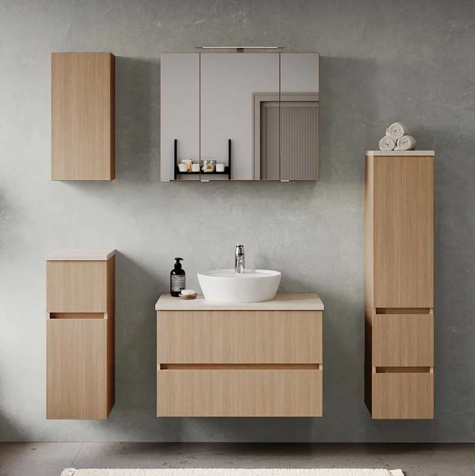 Waschtisch mit Aufsatzbecken in Eiche Hell - Vibulam