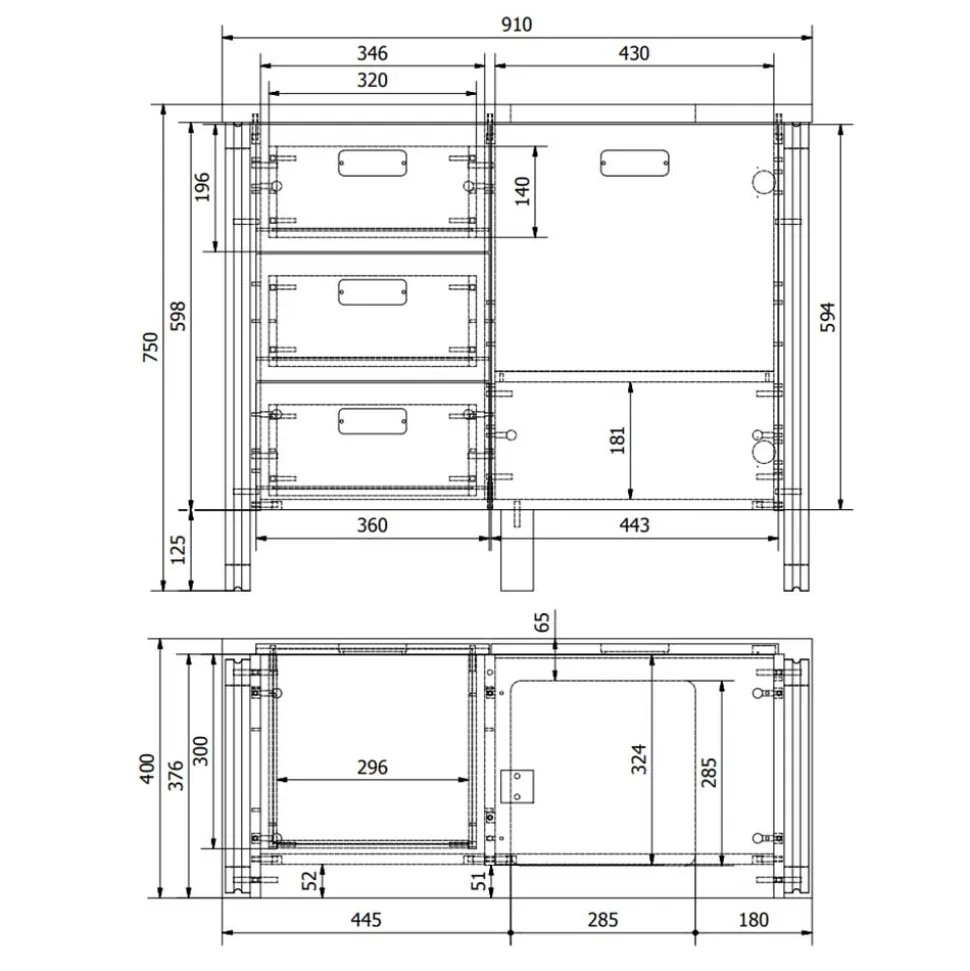 Waschtisch mit Aufsatzbecken 91 cm breit - Forawas