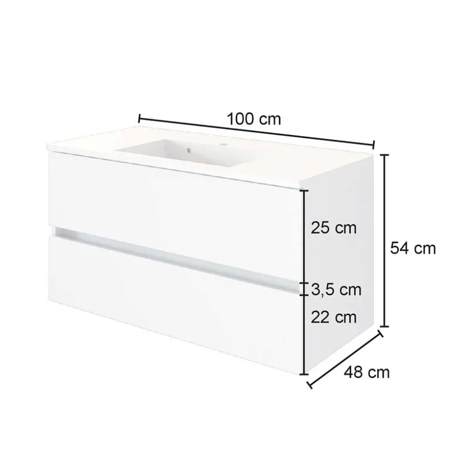 Waschtisch mit Becken für Wandmontage - Endely