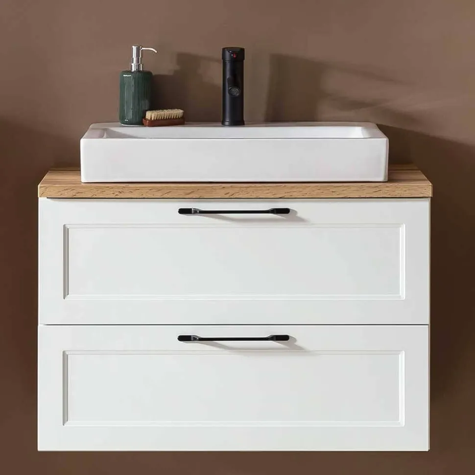 Waschtisch mit Becken in Weiß - Gyatso