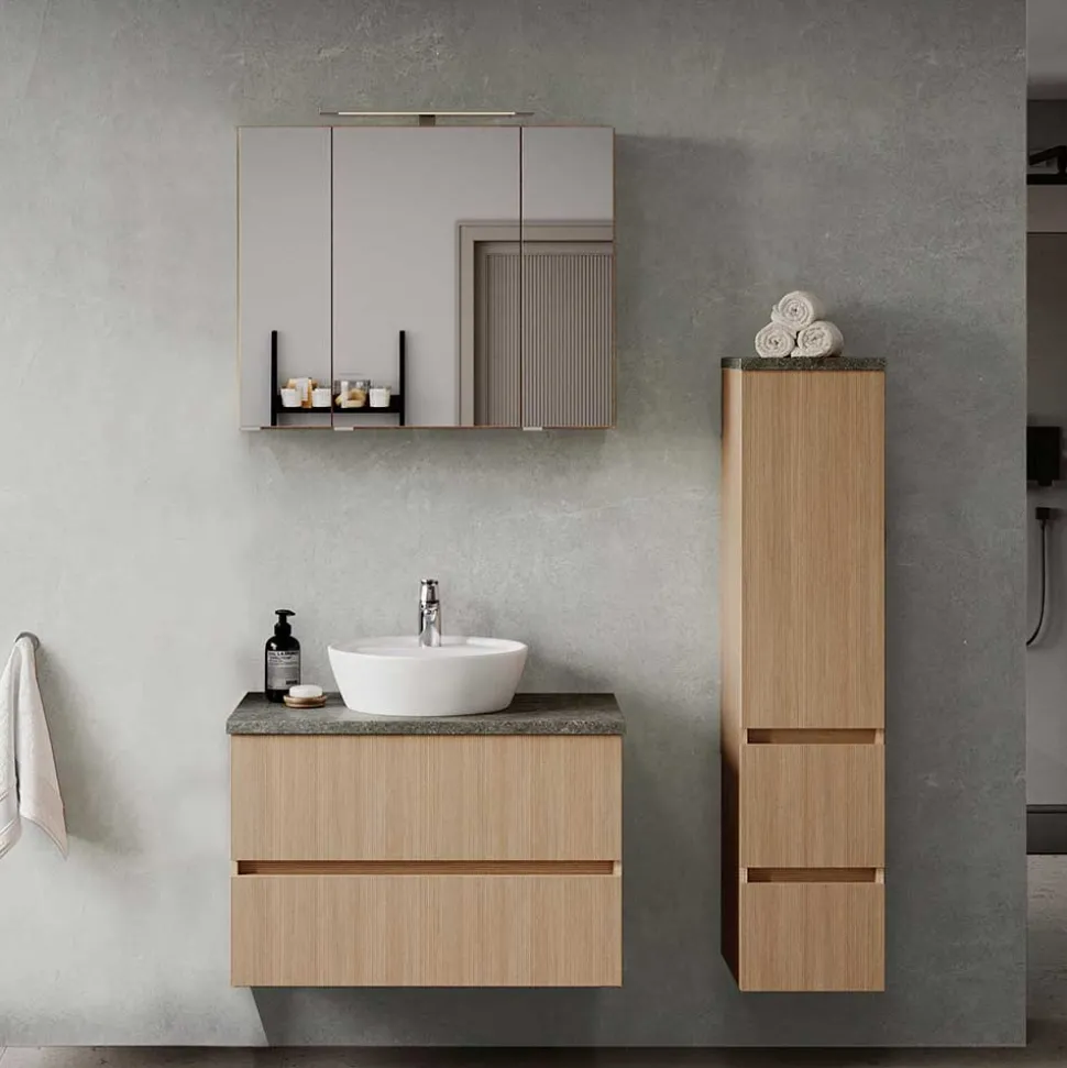 Waschtisch Set mit Midischrank fürs Bad - Leitha (dreiteilig)