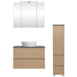 Waschtisch Set mit Midischrank fürs Bad - Leitha (dreiteilig)