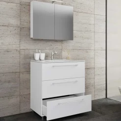 Waschtisch und Spiegelschrank in Weiß - Ipsum (zweiteilig)