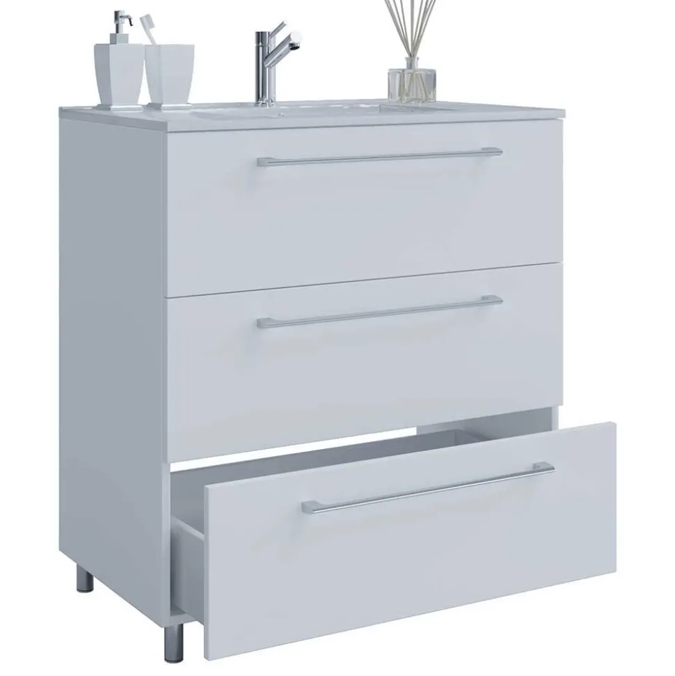 Waschtisch und Spiegelschrank in Weiß - Ipsum (zweiteilig)