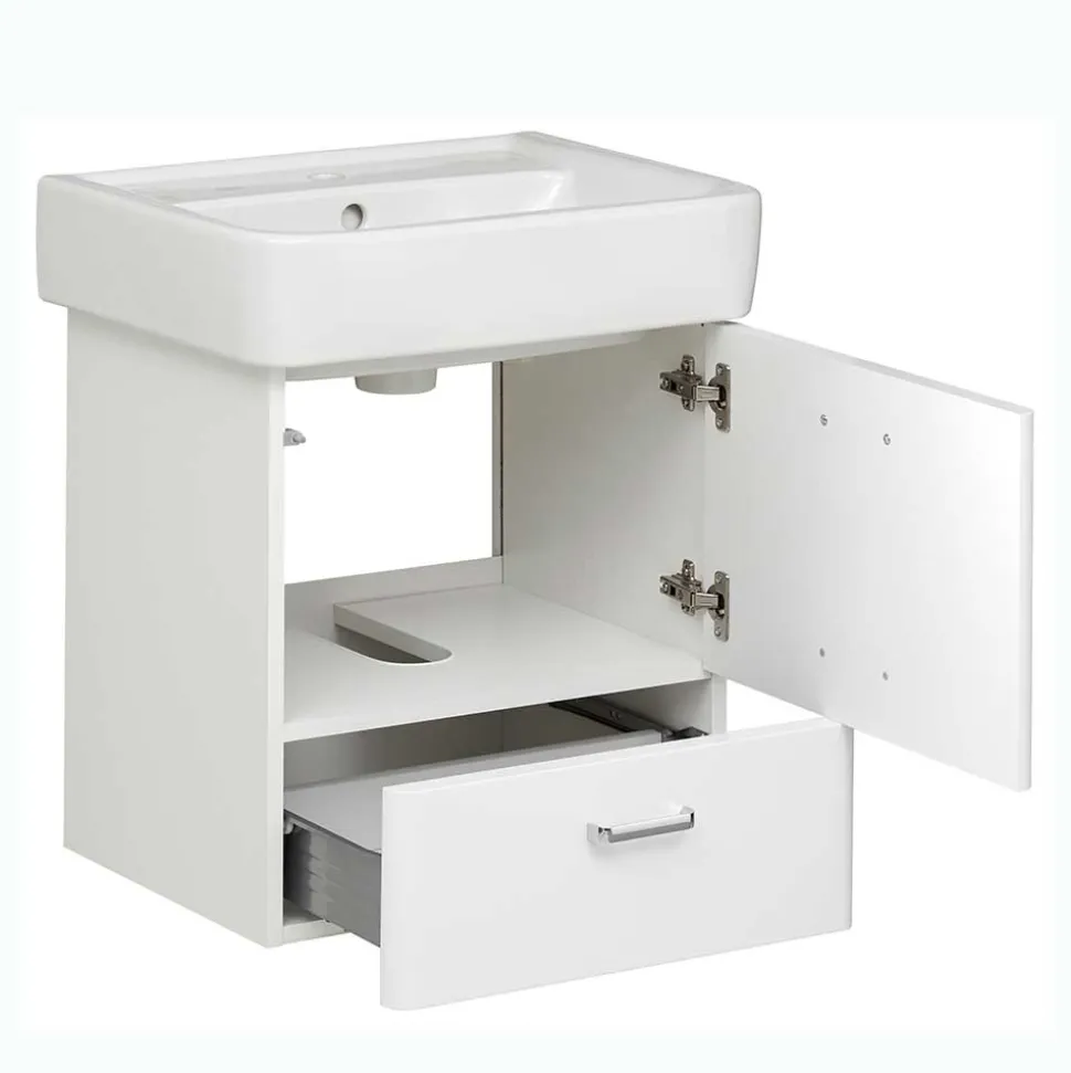 Waschtischkonsole mit Becken in Weiß - Yennja