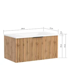 Waschtischkonsole mit Oberschrank Set - Crystoga (dreiteilig)