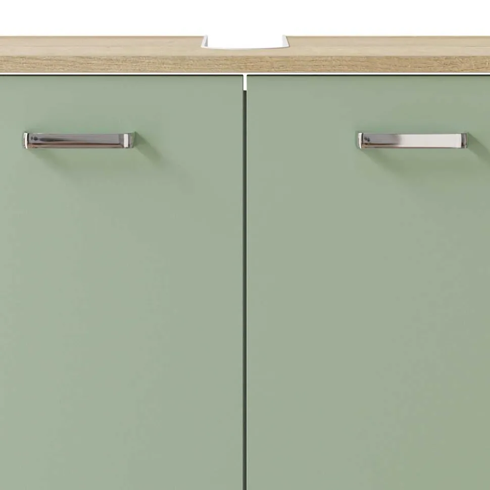 Waschtischschrank in Graugrün und Eiche Optik - Spiritana