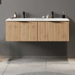 Waschtischschrank mit Doppel-Einlassbecken - Crystoga