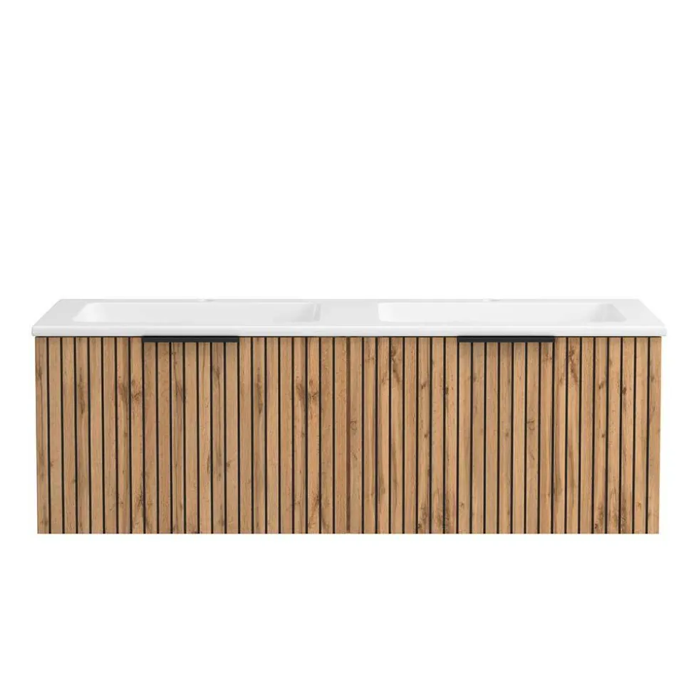 Waschtischschrank mit Doppel-Einlassbecken - Crystoga