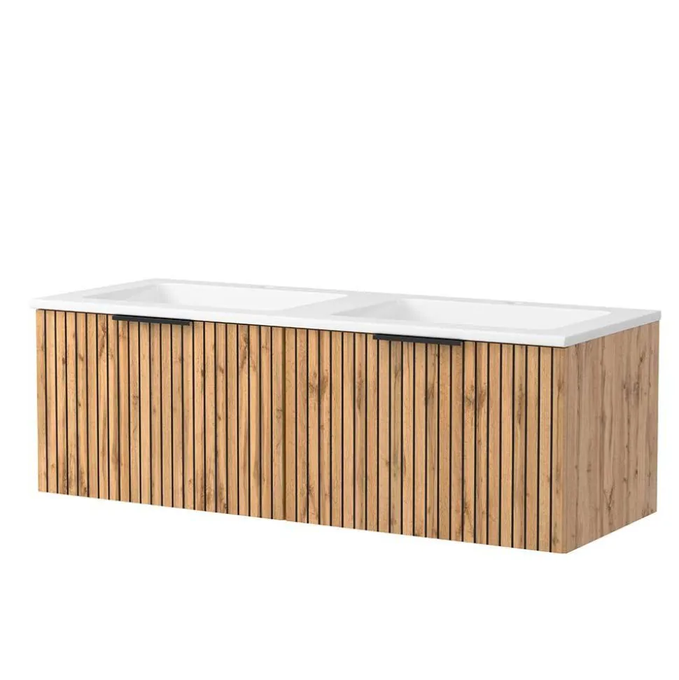 Waschtischschrank mit Doppel-Einlassbecken - Crystoga