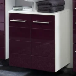 Waschtischunterschrank Laydia in Aubergine Hochglanz