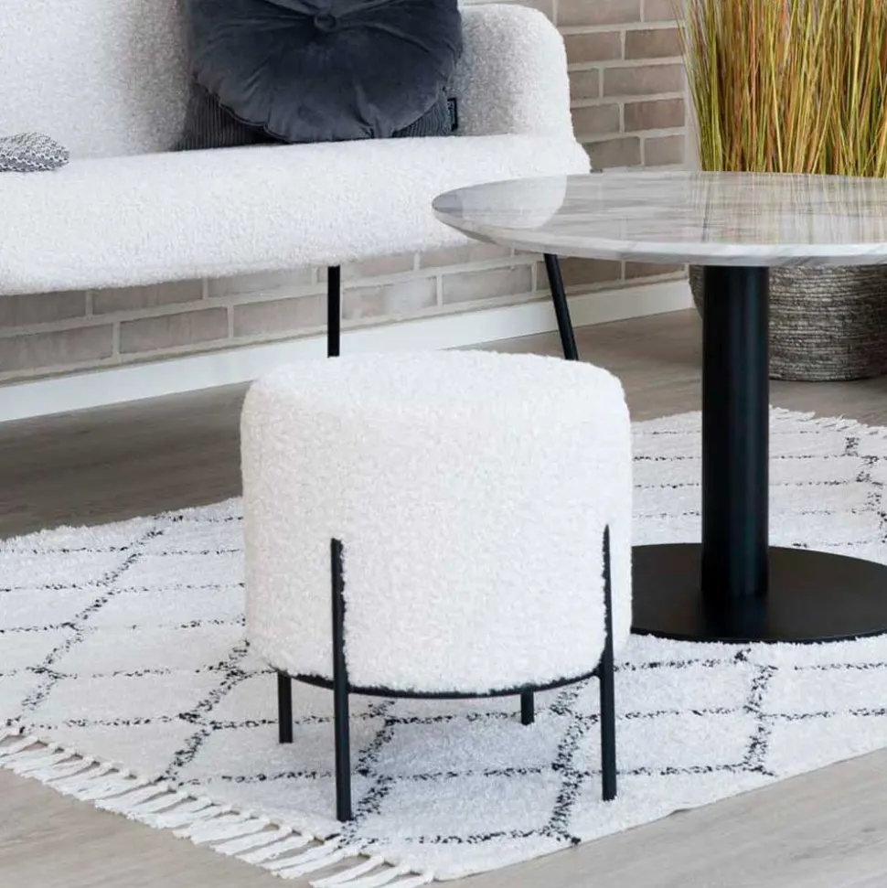 Webplüsch Hocker in Weiß - Janluca