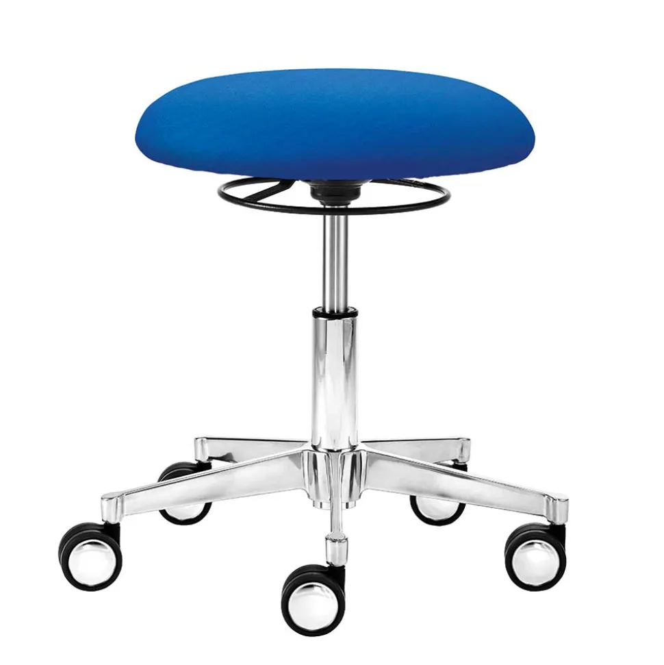 Webstoff Arbeitsdrehhocker in Blau - Lindos