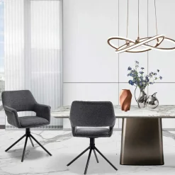 Webstoff Tischsessel drehbar - Lameiro (2er Set)