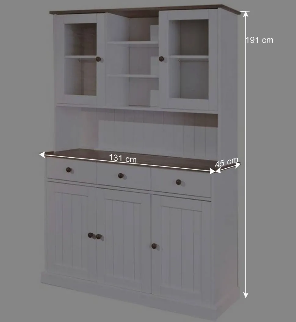Weiß Brauner Buffetschrank aus Kiefernholz - Vatina