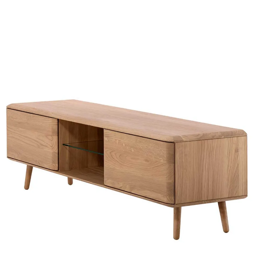 Weiß geöltes TV Board aus Eiche Massivholz - Bakaras