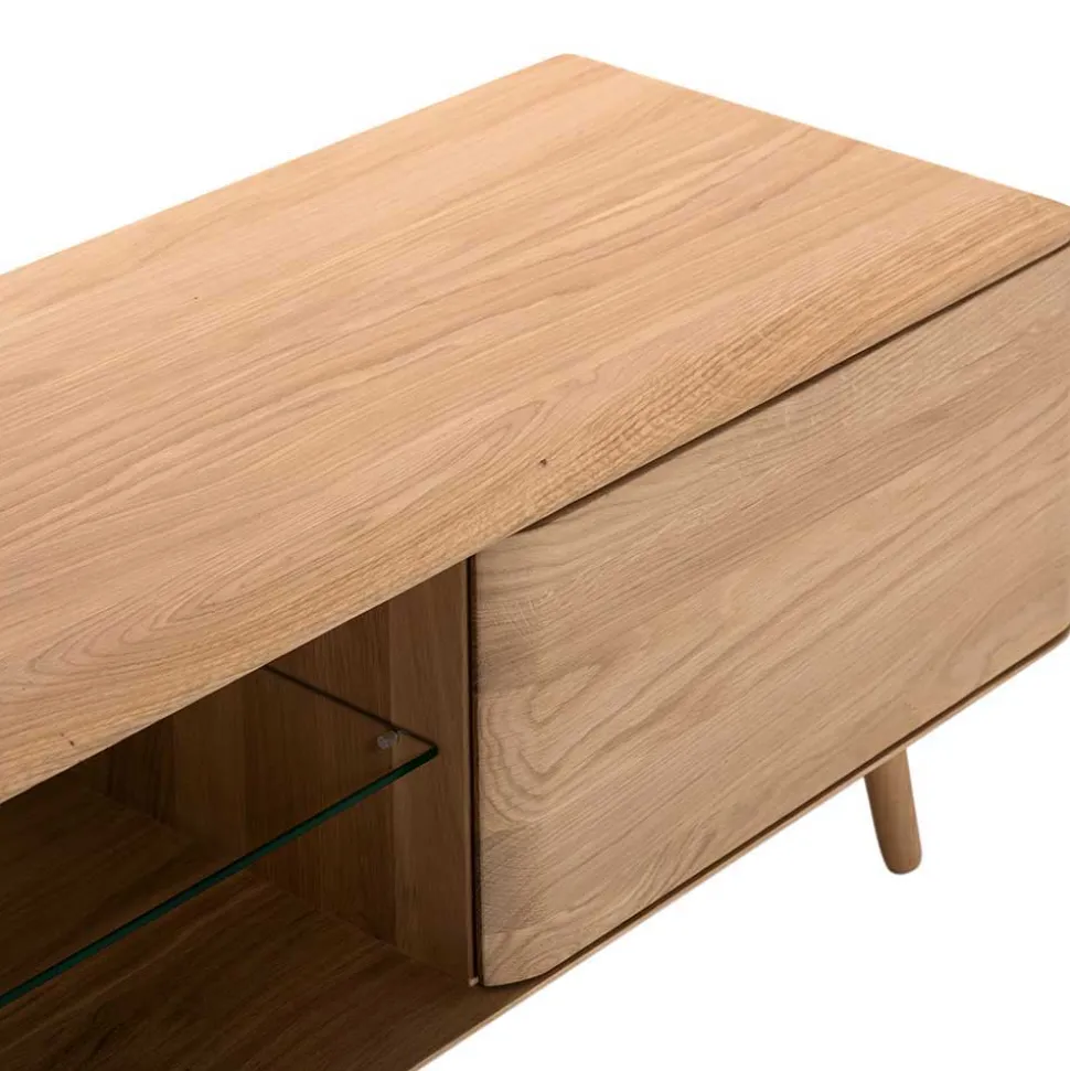 Weiß geöltes TV Board aus Eiche Massivholz - Bakaras