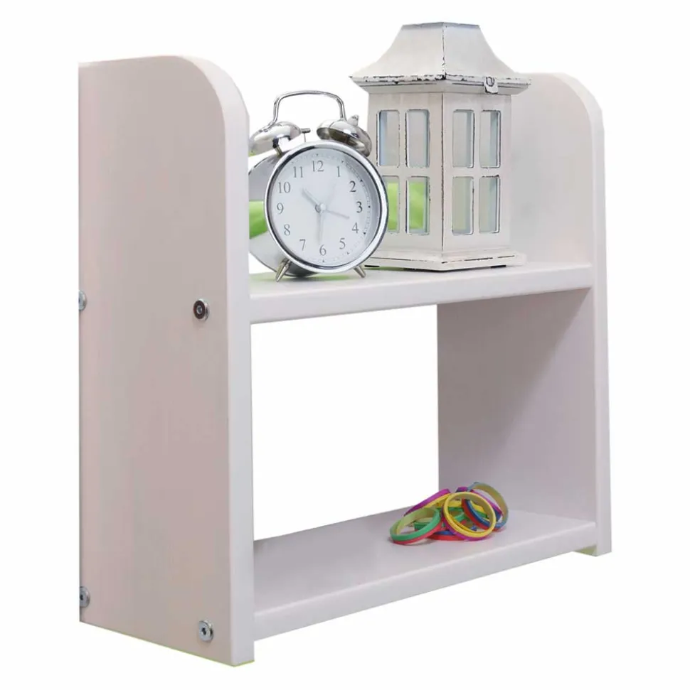 Weiß lackiertes Hochbett Gestell mit Stoff in Pink - Dunyeta