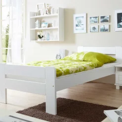 Weiß lackiertes Holzbett günstig - Jean