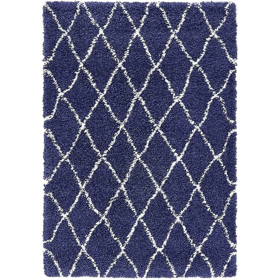 Weicher Läufer Teppich mit Hochflor in Blau - Tanko