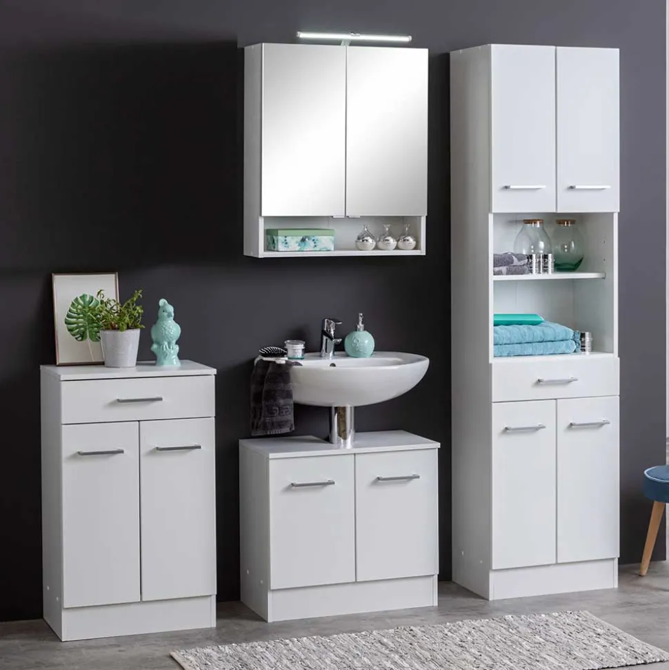 Weiße Badmöbel Kombi zum Aufstellen - Skiranov (vierteilig)
