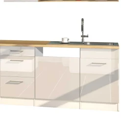 Weiße Einbauküche 330 cm breit - Cuneo II (neunteilig)