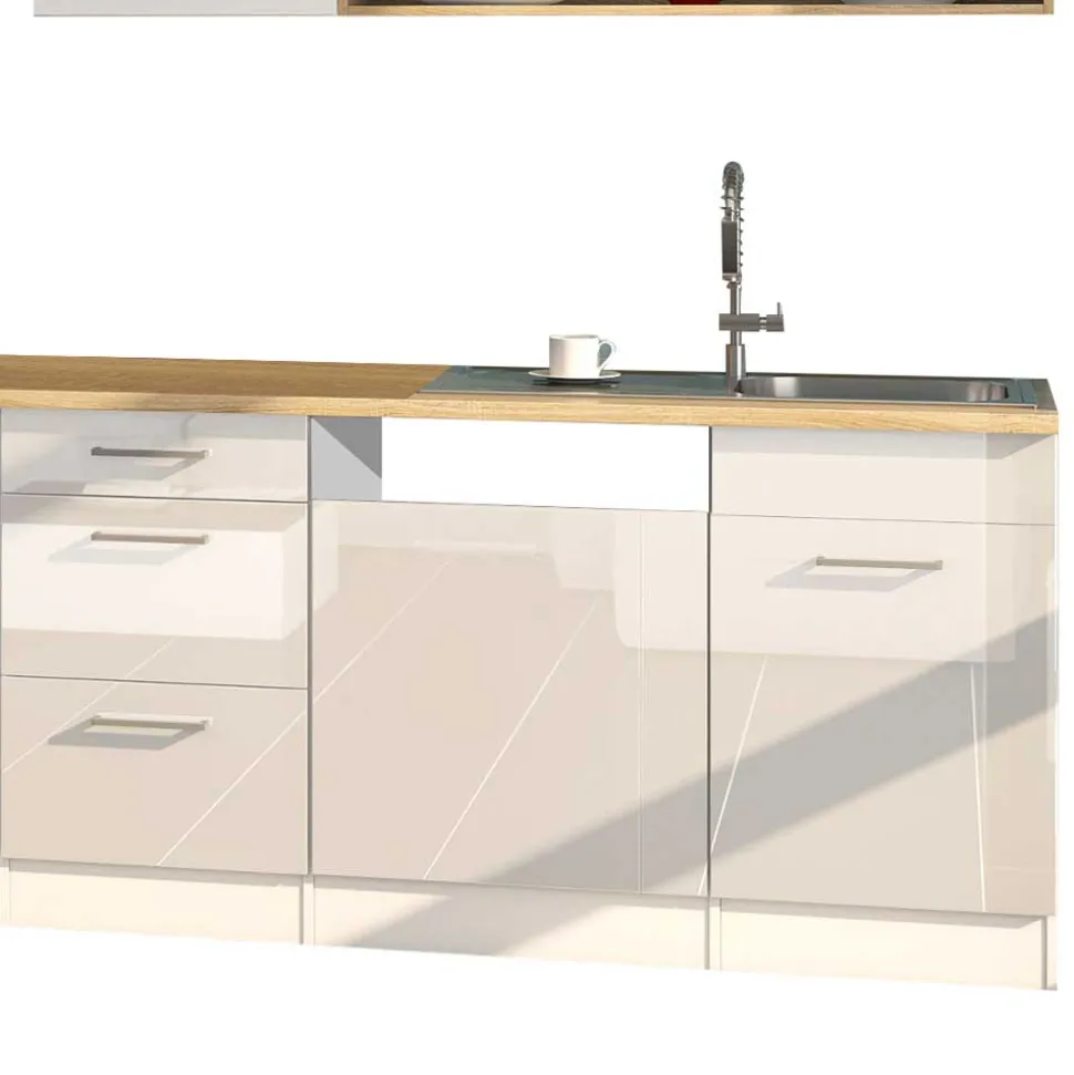 Weiße Einbauküche 330 cm breit - Cuneo II (neunteilig)