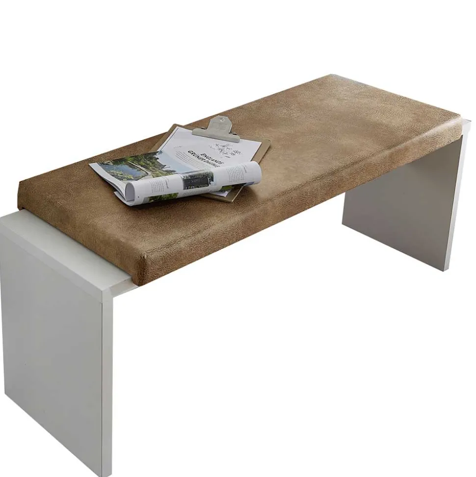 Weiße Esstisch Bank mit Sitzkissen - Connassa