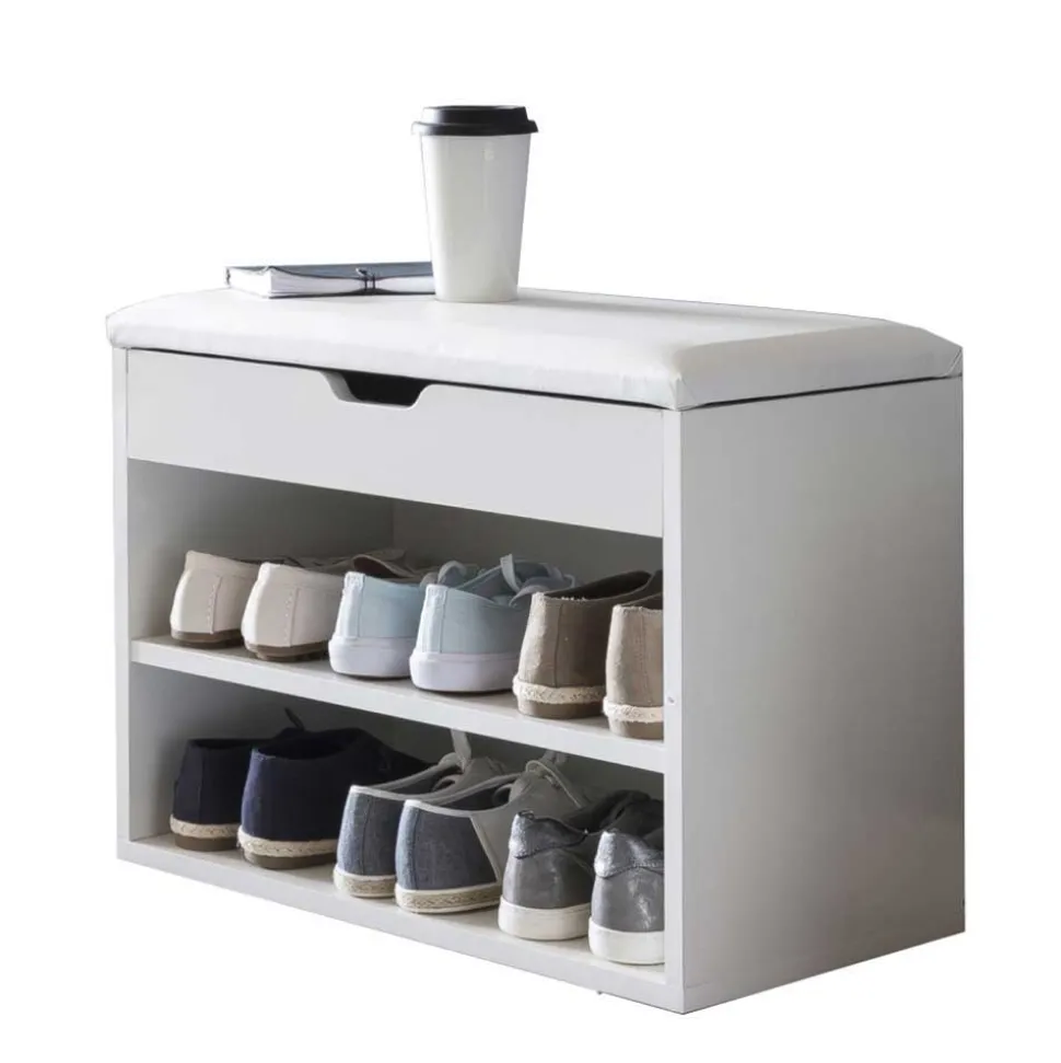 Weiße Flur Bank mit Schuhregal Guaran & Stauraum