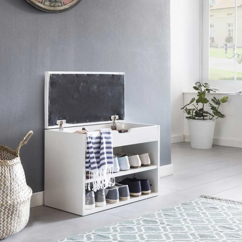 Weiße Flur Bank mit Schuhregal Guaran & Stauraum