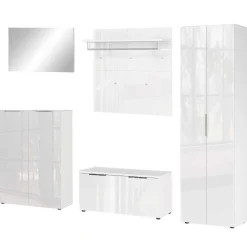 Weiße Flureinrichtung mit Glasbeschichtung - Kofi (fünfteilig)