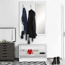 Weiße Garderobenmöbel Set - Mats (dreiteilig)